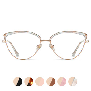 Montures de lunettes œil-de-chat 87279, monture complète, anti-lumière bleue, branches en métal TR90 à ressort, unisexe, verres en acétate - Product Image 5