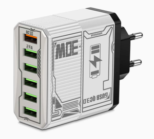 อะแดปเตอร์ชาร์จไฟติดผนัง 6 พอร์ต USB QC3.0 ชาร์จเร็ว 30W สำหรับโทรศัพท์ แล็ปท็อป กล้อง - Product Image 2