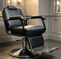 Fauteuil de Barbier Ergonomique Populaire avec Base Hydraulique Robuste Noir – Mobilier de Salon pour Hommes et Salons de Coiffure