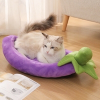 Coussin pour chien écologique en peluche, épais et chaud pour l'hiver, semi-fermé, ultra doux, avec poignée en forme de feuille de dessin animé