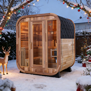 Sauna Tradicional de Vapor para 4-6 Personas, Sauna Cuadrada, Sauna Tradicional de Vapor de Cedro Rojo con Diseño de Patchwork - Product Image 6