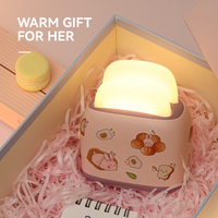 Veilleuse en forme de grille-pain, silhouette de machine à pain mignonne, corps sûr, coque translucide, lumière décorative créative pour chambre à coucher