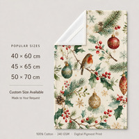 Impression numérique personnalisée, 100% coton, serviette de cuisine peinture à la craie de Noël, lavable en machine, serviette de cuisine de haute qualité