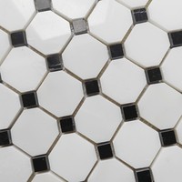 Mosaïque de marbre noir de forme irrégulière, couleur super blanche, motif parquet, épaisseur 10 mm, carrelage moderne pour salle de bain et cuisine d'hôtel