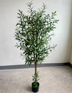 Grand arbre <span class=keywords><strong>d</strong></span>'olivier <span class=keywords><strong>d</strong></span>'<span class=keywords><strong>intérieur</strong></span> en plastique de style nordique avec feuilles ultra-réalistes, ornement en pot écologique - Product Image 3