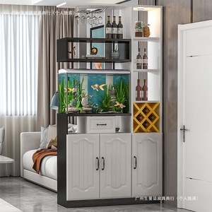 Fish Tank <b>Cabinet</b> With Wine Rack And Storage Living Room Partition <b>Cabinet</b> European Style Foyer <b>Cabinet</b> - Product Image 5