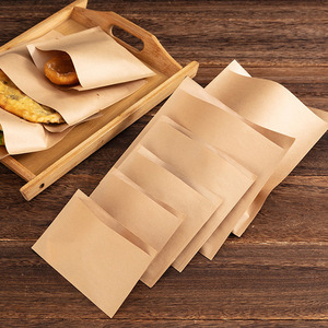 Bán buôn tùy chỉnh bao bì khuyến mãi nâu kraft Túi giấy tái chế cấp thực phẩm không thấm mỡ cho lấy đi sử dụng đường Logo tên - Product Image 3