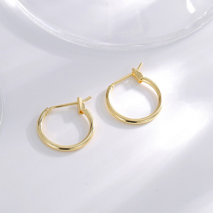 Minimalist Design <b>Large</b> Gold Plated Copper <b>Hoop</b> Earrings Geometric Bohemian Trendy Alloy Wedding Engagement Gifts Women's - Product Image 4