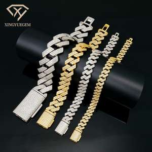 Miami <b>925</b> <b>Silver</b> 8mm 10mm 12mm 14mm 18mm 20mm Sharp Angled Style Cuban Link Chain Iced Out Mossanite Moissanite <b>Bracelet</b> for <b>Men</b> - Product Image 1