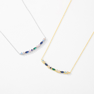 Vintage Neck <strong>Chain</strong> for Women Fine Jewelry 925 Sterling <strong>Silver</strong> Exquisite Elegant <strong>Long</strong> Summer Color Pendant Necklace - Product Image 4