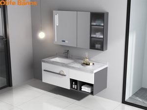 Olife Banos meja rias kamar mandi, furnitur terpasang di dinding kamar mandi modern gaya modern - Product Image 2