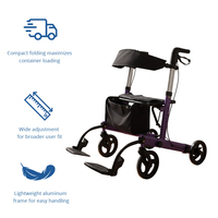 Déambulateur en aluminium pour personnes âgées avec repose-pieds, aide à la mobilité pliable avec sac de rangement pour une vie autonome