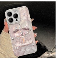 Neue bunte Malerei Karussell Feder schleier Laser Stick Bohren 3D PC klar Telefon hülle für iPhone 17 16 15 14 13Pro Max Cover