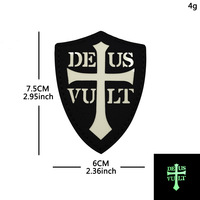 Écusson brodé DEUS VULT Crusader Tactical Gear en nylon découpé au laser, écologique, à coudre pour sacs et vêtements