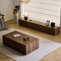Mueble de TV de Madera de Nogal, Mesa de Centro Moderna de Madera Sólida, Combinación de Mueble de TV Sencillo de Alta Gama para Sala de Estar