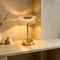 Goldene Blumen-Design Moderne Kabellose USB-Aufladbare LED Dimmbare Schreibtischlampe für Schlafzimmer Nachttisch Esstisch Büro Dekoration
