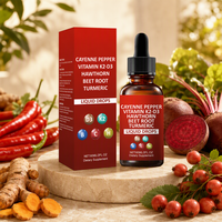Teinture liquide de piment de Cayenne haute concentration 60 ml, Vitamine K2 D3, Racine de betterave, Curcuma pour la circulation corporelle, Fourniture en dropshipping