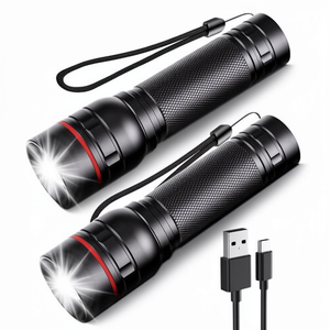 Lampe torche LED rechargeable en aluminium 2000LM super lumineuse 3 modes portable petite étanche zoomable avec coupure de courant - Product Image 1