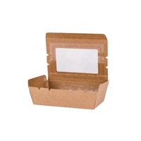 Boîtes à lunch écologiques jetables en papier kraft recyclable avec fenêtre transparente, revêtement UV et pelliculage mat, qualité alimentaire pour nouilles, gelée et aliments pour bébés