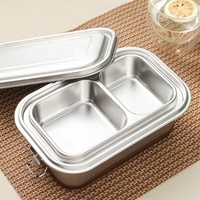 Boîte à déjeuner en acier inoxydable 304 réutilisable, boîte à Bento en métal