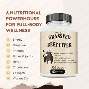 OEM/ODM Grasgevoederde Rundvleeslevercapsules 500mg Weidegevoederd in Nieuw-Zeeland & Australië 60 Capsules Energieboost Supplement - Product Image 3