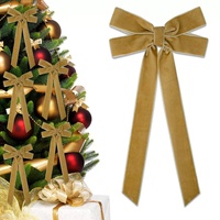 Grand nœud en ruban de velours fait main avec attache torsadée, 100 % polyester, filé, haute ténacité, 3,5 pouces, pour emballage cadeau et sapin de Noël