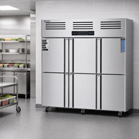 Réfrigérateur et congélateur commercial à double température 630+670L à 6 portes pour le stockage de viande et de fruits de mer