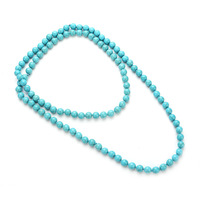 Collier de perles turquoise style bohème, best-seller, cadeau pour femme, extra long 8mm/10mm