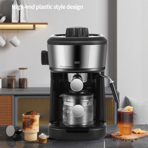 Machine à café noire à fonction mousse, design nordique, en acier inoxydable et PP de qualité alimentaire, à commande manuelle par <span class=keywords><strong>bouton</strong></span> - Product Image 1