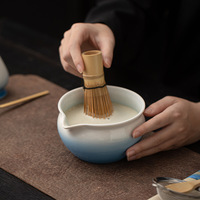 Vente en gros en usine Lanhe Ensemble de cérémonie Matcha biologique du Japon Bol Chawan à Matcha en céramique rose avec bec verseur
