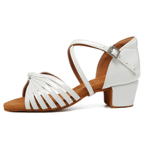 Chaussures de danse latine et salsa pour filles, dessus en PU, semelle extérieure en cuir de vachette microfibre, talon bas, doublure en daim synthétique pour la pratique