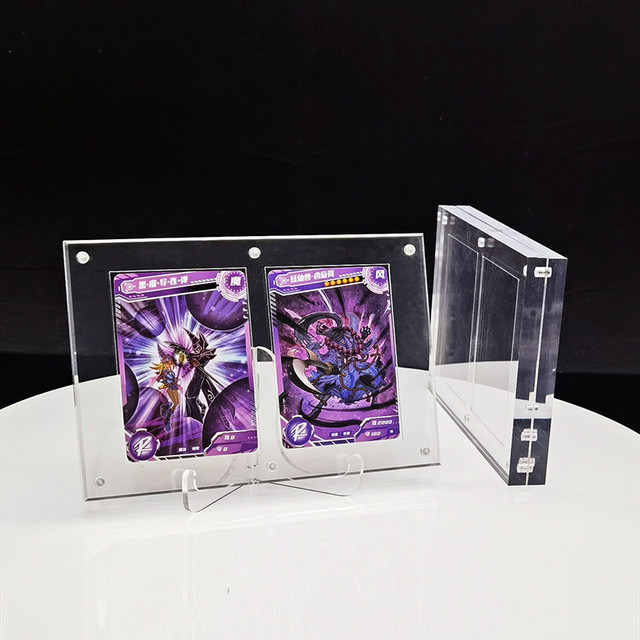 Acrylic Card Display Case Clear Magnetic Trading Card Holder Stand Poke Mon TCG Protector Storage Box Collectible Showcase