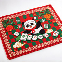 Tapis de Mahjong Personnalisé en Néoprène Antidérapant à Motif Écossais de Noël, Silencieux, pour Jeu de Société, Impression Personnalisée en Usine