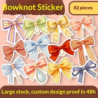 Autocollants adhésifs transparents en PET imperméables, style Loli avec nœud papillon Kawaii, pour décoration d'ordinateur portable, mignons, vente en gros, feuille personnalisée