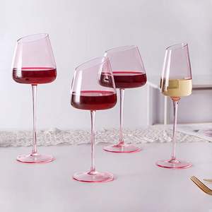 Bar mariage Couple Champagne flamant rose soufflé à la main cristal grande <span class=keywords><strong>tige</strong></span> bouche inclinée Transparent rose couleur vin gobelet verres - Product Image 1