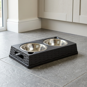 Distributeur d'eau automatique écologique pour animaux de compagnie, bol double pour dîner, bols de nourriture pour chat et chien en acier inoxydable de couleur grise - Product Image 3