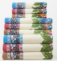 Ensemble de serviettes de bain de luxe à motif floral multicolore avec logo personnalisé, séchage rapide, pour hôtel et maison, en coton de haute qualité