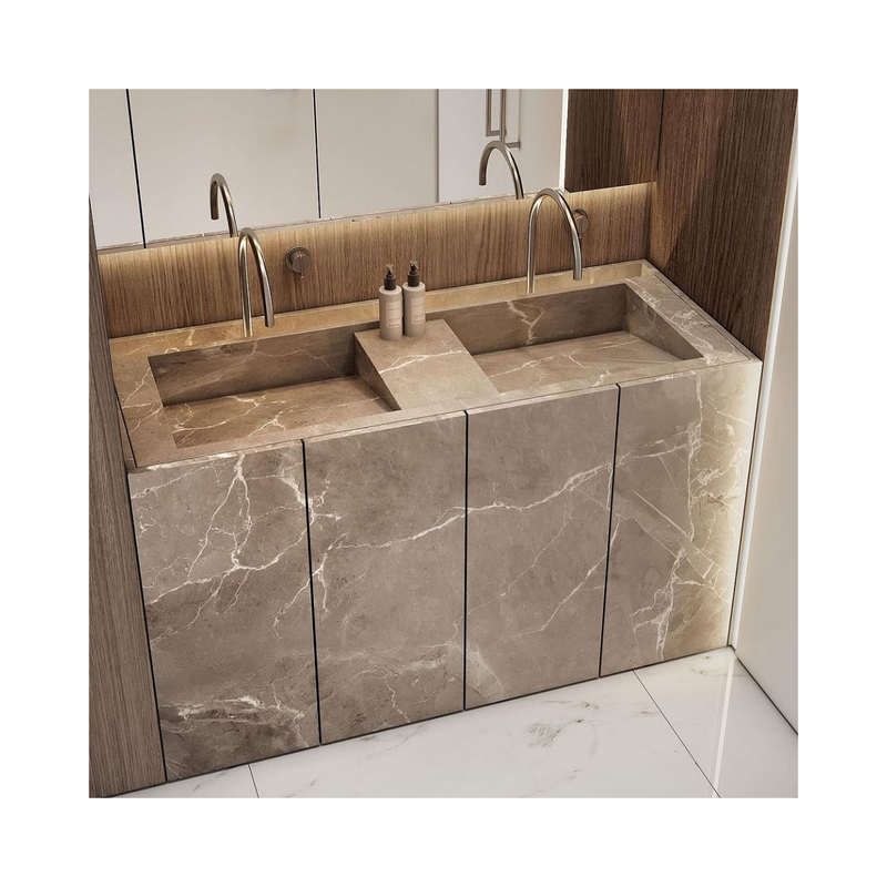 Natural Grey Marble Pedestal Sinks Bathroom