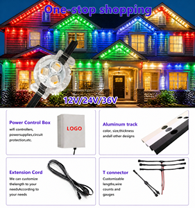 Lumières de Noël extérieures permanentes IP68 12V/24V/36V avec contrôleur WiFi intelligent RGBW, projecteur à points lumineux 30mm - Product Image 5