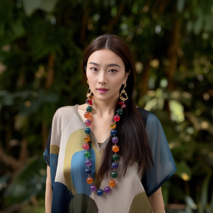 สร้อยคอแฟชั่นประดับลูกปัด สแตนเลสสตีล 316L ชุบทอง PVD ทนทาน เป็นมิตรต่อสิ่งแวดล้อม ลูกปัดหลากสีทรงกลม เครื่องประดับโดดเด่น - Product Image 3