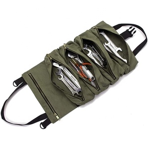 Bolsa de almacenamiento para herramientas de coche, <span class=keywords><strong>Kit</strong></span> de primeros auxilios multiusos con cremallera, llave colgante, destornillador, enchufe, portador de calibre de neumáticos - Product Image 2