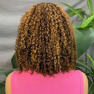Pelucas de Cabello Humano Rizado Pixie con Densidad del 280% de FH Wholesale, Pelucas de Cabello Vietnamita Virgen con Frente de Encaje 13x4 - Product Image 2