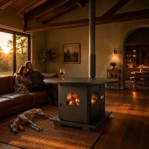 <span class=keywords><strong>Estufa</strong></span> <span class=keywords><strong>de</strong></span> Pellets Redonda Fangran 180Y para Mesa <span class=keywords><strong>de</strong></span> Comedor, 16kW, Chimenea <span class=keywords><strong>de</strong></span> Convección <span class=keywords><strong>de</strong></span> Aire <span class=keywords><strong>con</strong></span> Tolva Grande para Restaurante, Hogar Familiar - Product Image 2