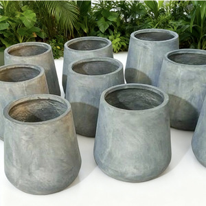 Pots à fleurs ronds <span class=keywords><strong>en</strong></span> ciment décoratifs pour l'intérieur et l'extérieur, maison et <span class=keywords><strong>jardin</strong></span> - Durables, écologiques, avec trou de drainage - Product Image 5