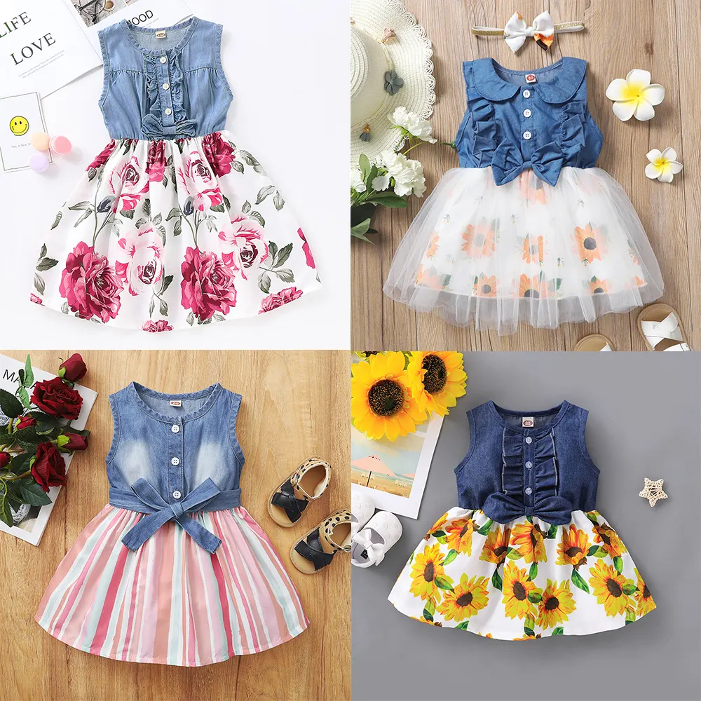 wholesale custom logo girls dress kids dresses for girls casual girls ruffle dress