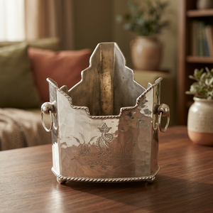 Porte-bouteille à vin en laiton plaqué argent - Product Image 1