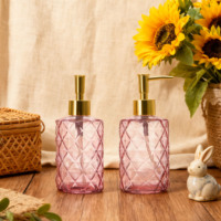 Flacon de shampooing et de lotion rayé de luxe, distributeur de gel douche à pompe, flacon en verre en gros