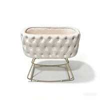 Lit bébé berçant PZCN HOME, moderne et luxueux, en tissu velours, avec panier, co-dodo, avec pieds en métal et barrière de lit