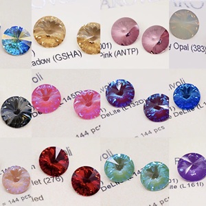 Swarovski 1122 Rivoli Crystal Round Multi-Facet Pointed Back Gems Platinum-Foiled for Jewelry Settings & Nail Art Embellishment - Product Image 2