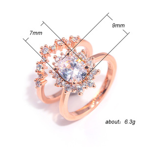 Set di Anelli Abbinati Placcati in Oro Rosa con Zirconi 5A, Gioielli Eleganti e alla Moda per Uso Quotidiano Femminile, Stile Moderno - Product Image 5